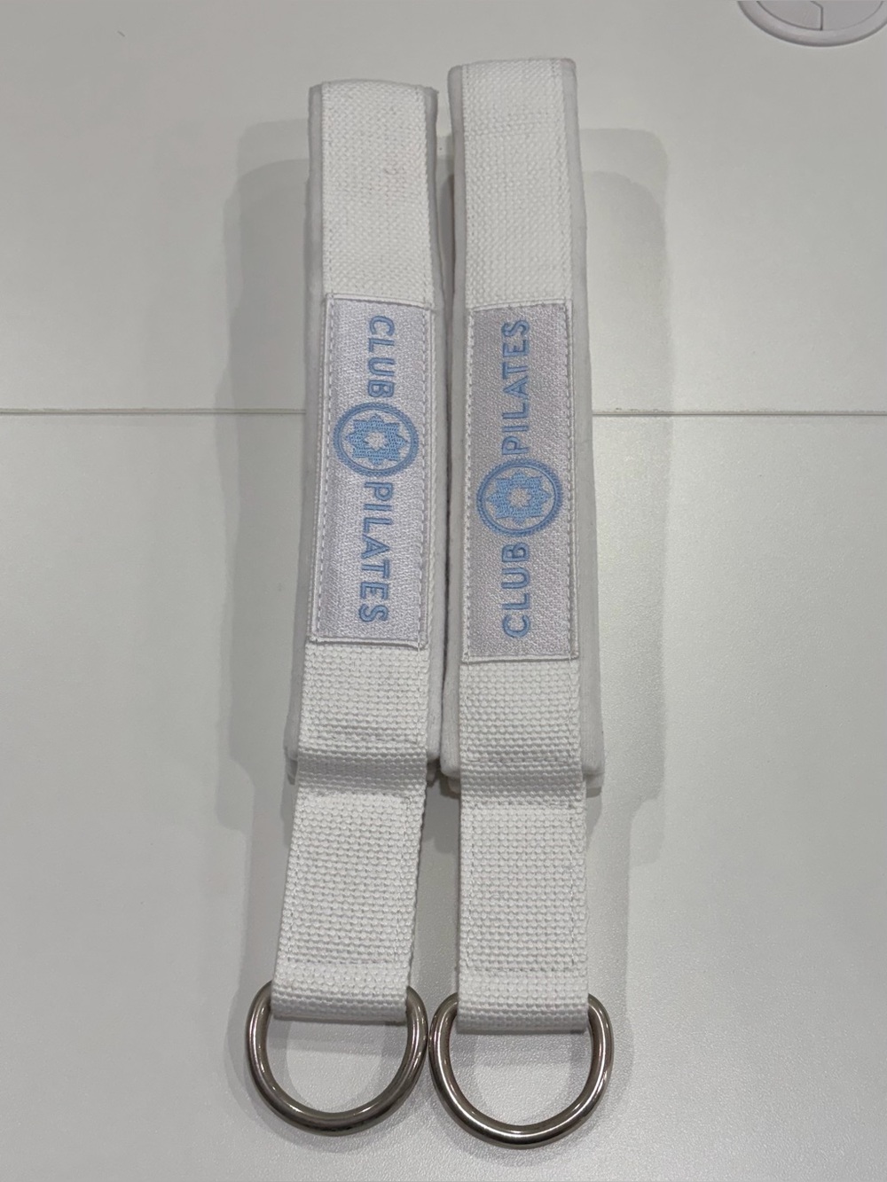 Club Pilates Reformer Straps Long and Short Loops White Blue NWT Logo
